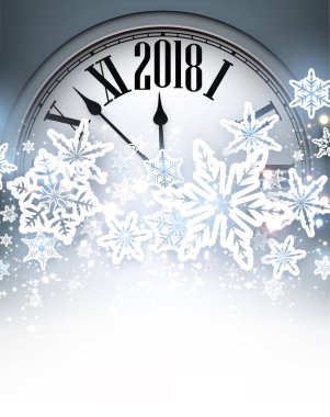 2018 yeni yıl arka plan ile masa saati