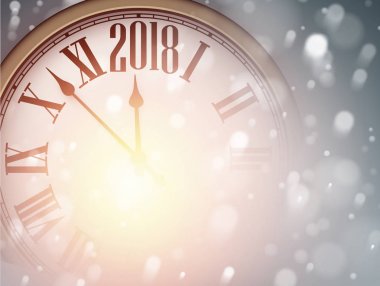 2018 yeni yıl arka plan ile masa saati