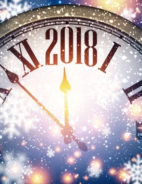 2018 yeni yıl arka plan ile masa saati