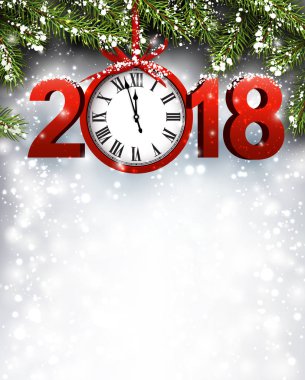 2018 yeni yıl arka plan ile masa saati