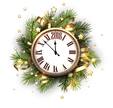 2018 yeni yıl arka plan ile masa saati