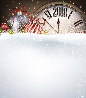 2018 yeni yıl arka plan ile masa saati