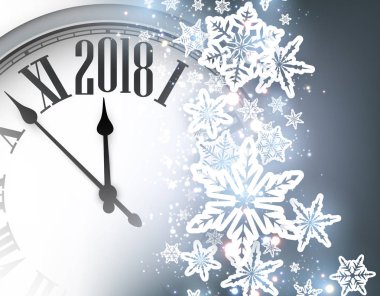 2018 yeni yıl arka plan ile masa saati