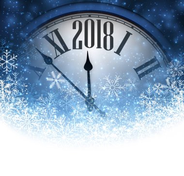 2018 yeni yıl arka plan ile masa saati