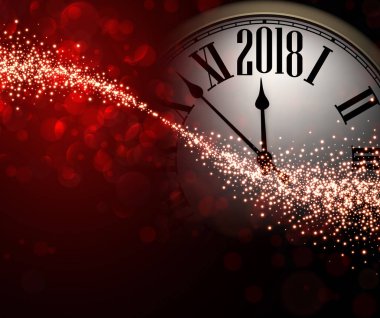 2018 yeni yıl arka plan ile masa saati