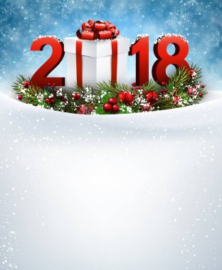 Hediye ile 2018 yeni yıl arka plan