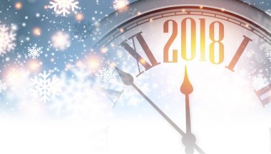 2018 yeni yıl arka plan ile masa saati