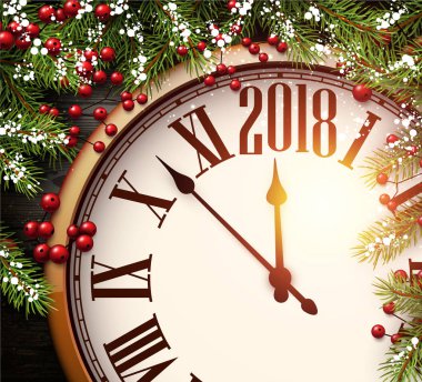 2018 yeni yıl arka plan ile masa saati