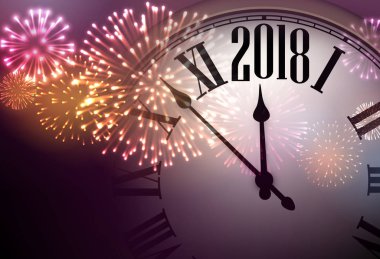 2018 yeni yıl arka plan ile masa saati