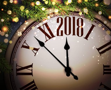 2018 yeni yıl arka plan ile masa saati