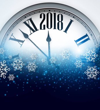 2018 yeni yıl arka plan ile masa saati