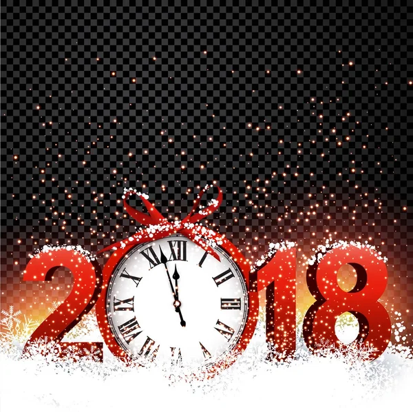 2018 Nuovo anno sfondo con orologio — Vettoriale Stock