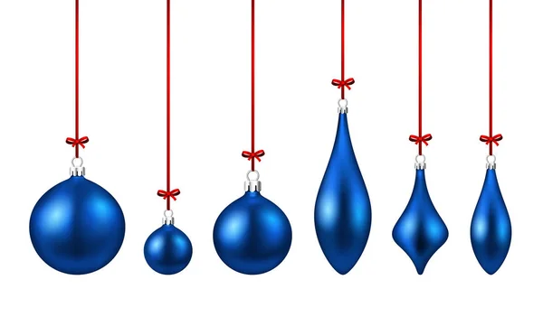 Azul aislado bolas de Navidad conjunto — Archivo Imágenes Vectoriales