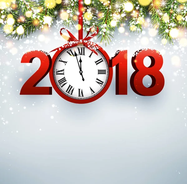 2018 Новый год с часами — стоковый вектор