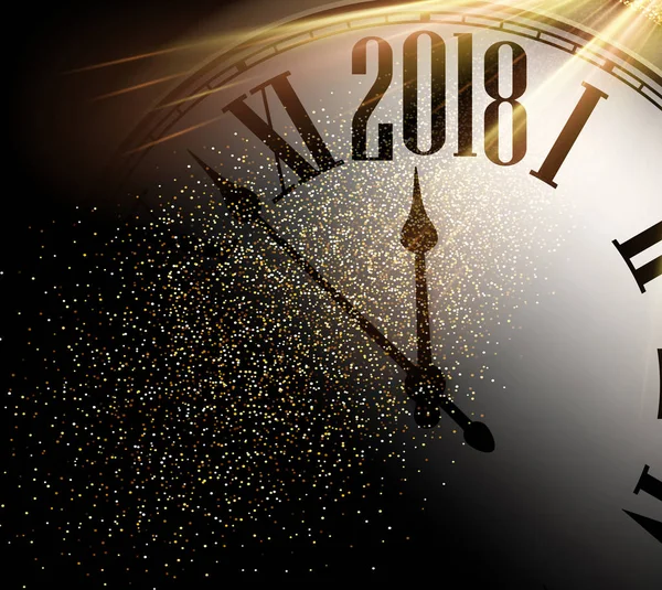 2018 fundo de Ano Novo com relógio — Vetor de Stock