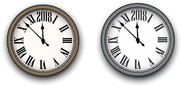 時計と 2018 年背景 — ストックベクタ