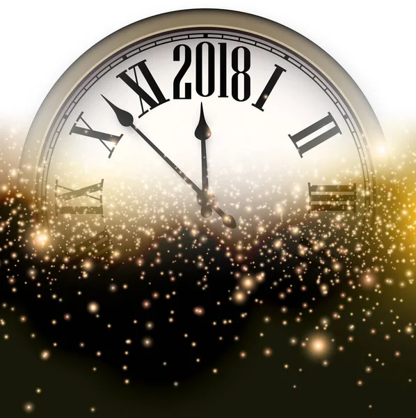 2018 Nouvel An fond avec horloge — Image vectorielle
