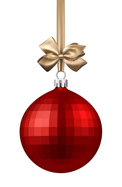 Red Christmas ball with golden bow — Stock Vector