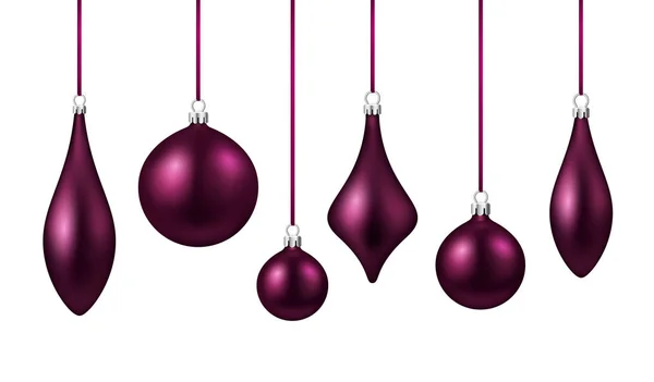 Violeta aislado bolas de Navidad conjunto — Vector de stock