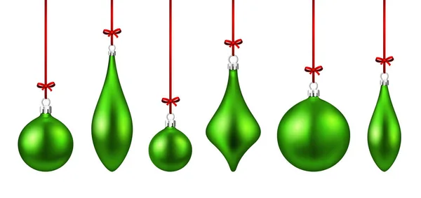 Verde aislado bolas de Navidad conjunto — Archivo Imágenes Vectoriales