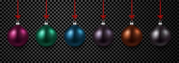 カラフルな丸いクリスマス ボールのセット — ストックベクタ