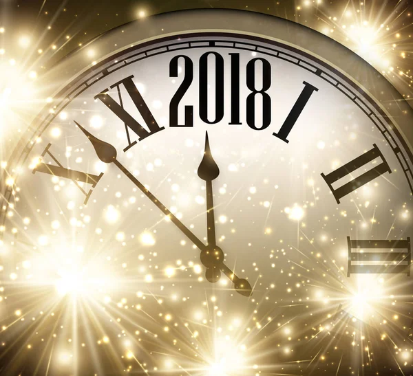 2018 Neujahrshintergrund mit Uhr — Stockvektor