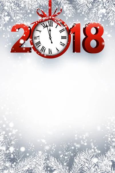 2018 New Year background with clock — Stock Vector