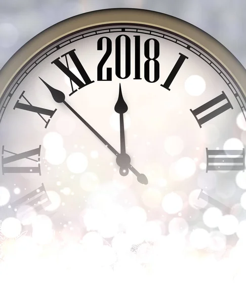 2018 Neujahrshintergrund mit Uhr — Stockvektor