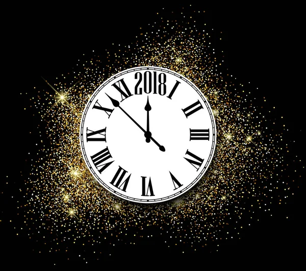 2018 Neujahrshintergrund mit Uhr — Stockvektor