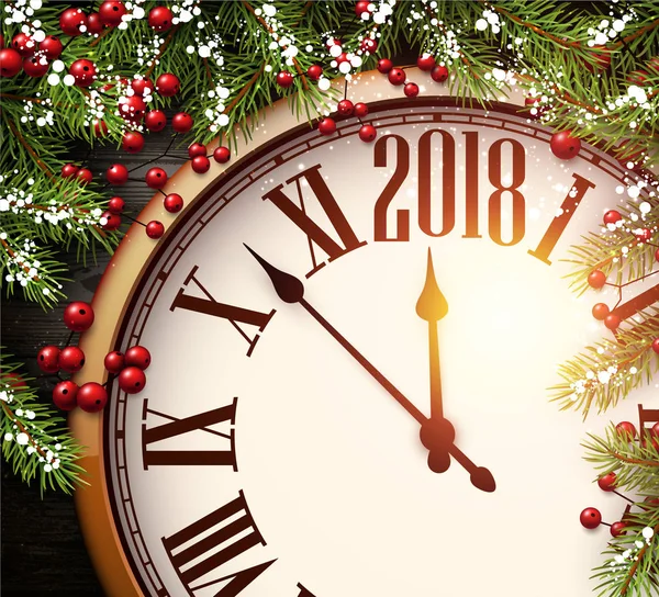 2018 Новый год с часами — стоковый вектор