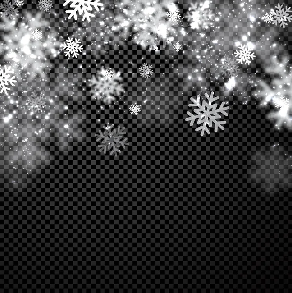 Fondo de invierno con copos de nieve — Vector de stock