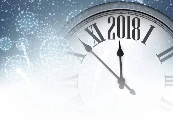2018 New Year background with clock — Stock Vector