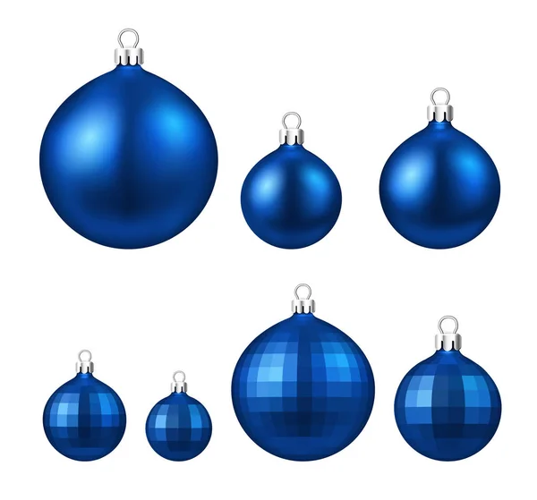 Blue isolated Christmas balls set — Stock Vector