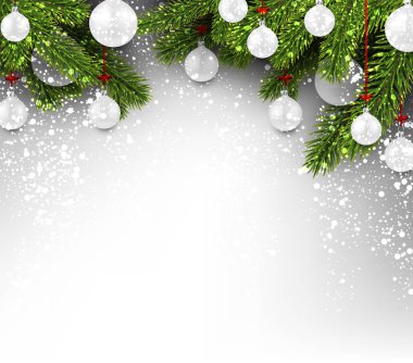 Arka plan beyaz Noel topları ile