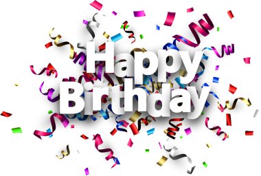 Mutlu doğum günü kartı renkli Serpantinli ile.