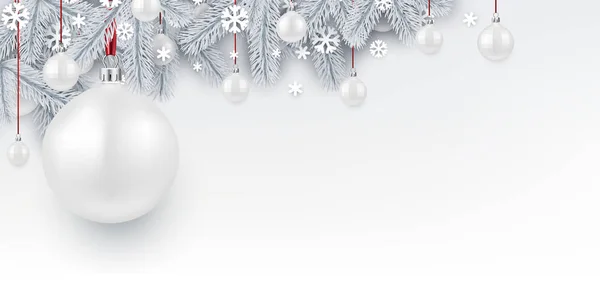 Weiße Weihnachtskugeln — Stockvektor