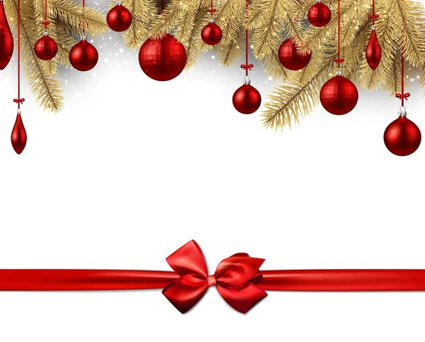 Kerstmis achtergrond met rode strik — Stockvector