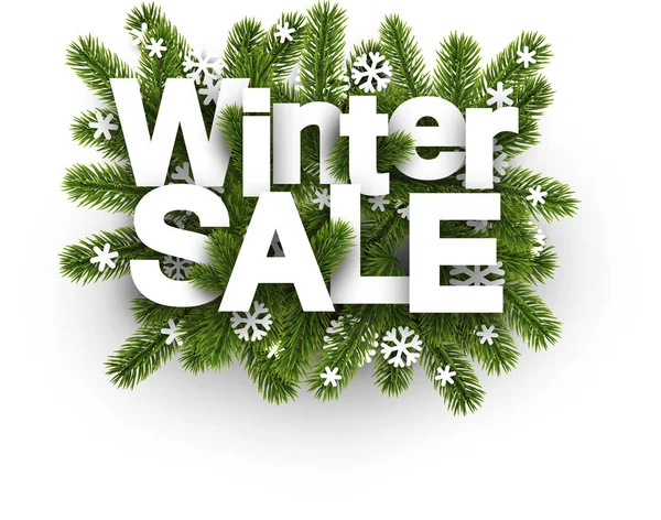 Winter verkoop tekst met sneeuwvlokken — Stockvector