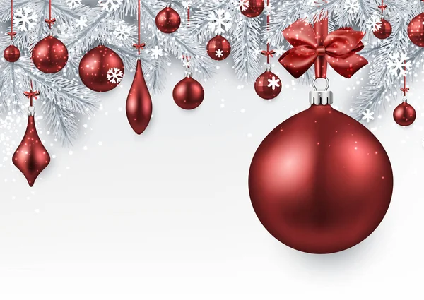 赤いクリスマス ボールと背景 — ストックベクタ