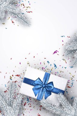 Beyaz yeni yıl arka plan ile hediye.