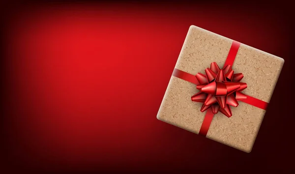 Sfondo rosso di Capodanno con regalo . — Vettoriale Stock