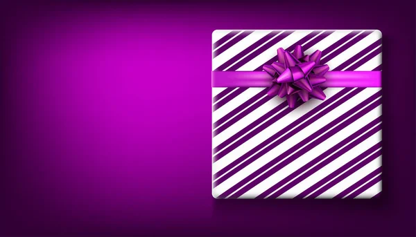 Фиолетовый новогодний фон с подарком . — стоковый вектор