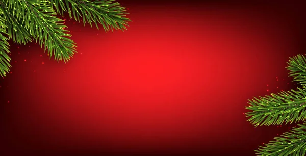 Red Christmas achtergrond met vuren takken. — Stockvector