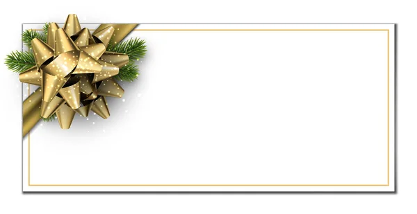 Banner de Natal branco com arco dourado . — Vetor de Stock