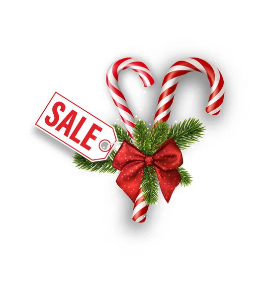 Jul försäljning tagg med polkagrisar — Stock vektor