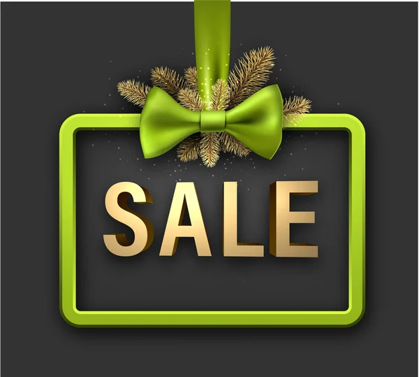 Green Christmas sale sign — Stock Vector