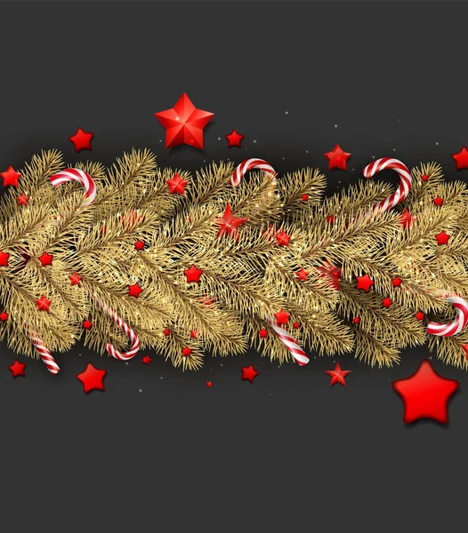 Fond de Noël avec branche de sapin et étoiles . — Image vectorielle