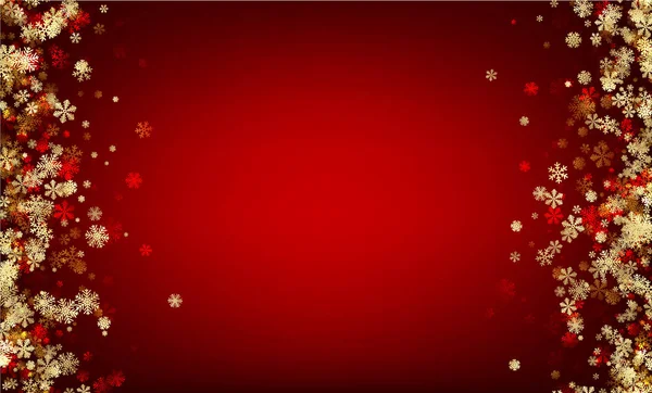 Fond rouge d'hiver avec flocons de neige . — Image vectorielle