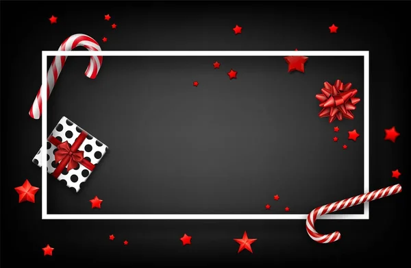 Fond de Noël avec des cadeaux et des bonbons . — Image vectorielle