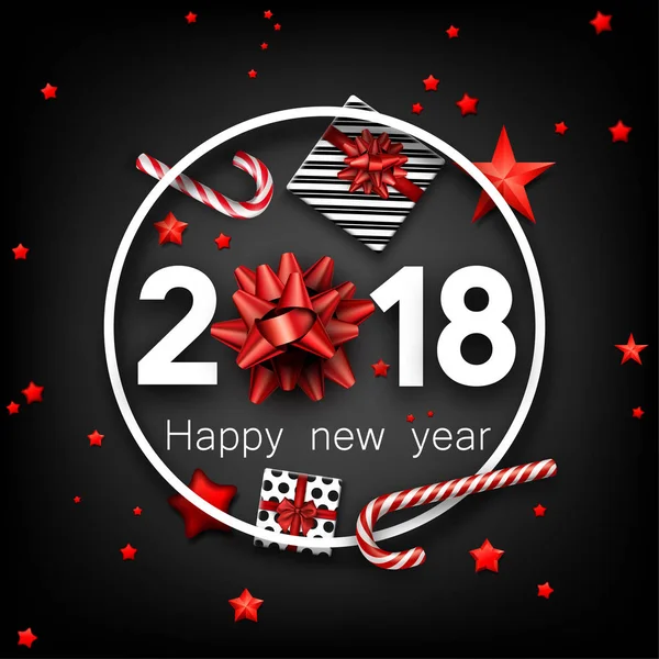 Karta šťastný nový rok 2018 šedá. — Stockový vektor